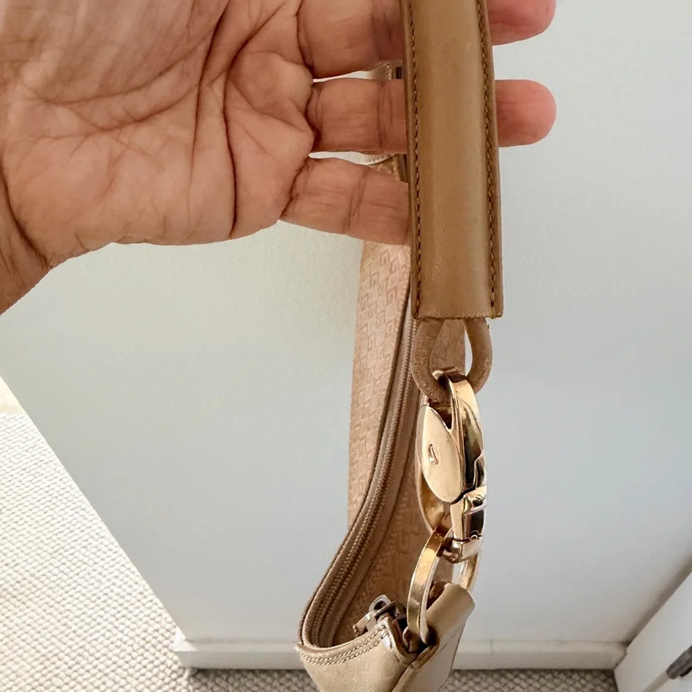Gucci Tan Monogram Suede Shoulder Bag with Gold Hardware - Picture 12 of 16